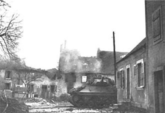 Fight in Arsdorf was brought to an end with a tank destroyer ending the two days of fighting between the engineers and German defenders of the town. Arsdorf249th.jpg