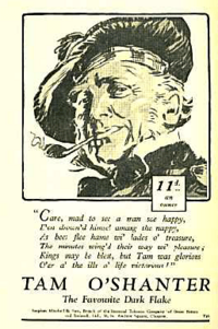 Early 20th-century tobacco advert using an image of Tam TamOShanterTobacco.png