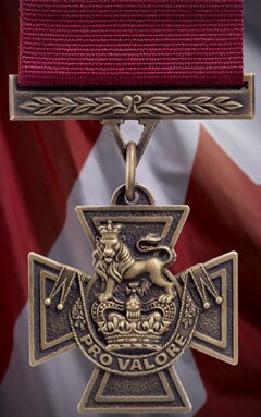 The Canadian Victoria Cross, as appearing in a promotional photograph from the Canadian government, May 2008.