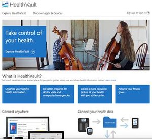 Screenshot of Microsoft HealthVault