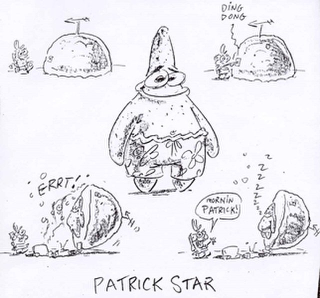 Early drawings of Patrick from Stephen Hillenburg's bible