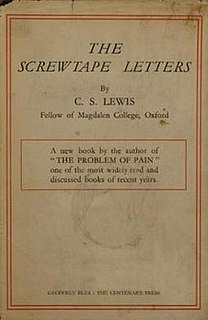 <i>The Screwtape Letters</i> satirical, epistolary Christian apologetic novel by C. S. Lewis