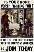 Irish WWI poster - Is Your Home Worth Fighting For? - Hely's Limited, Litho, Dublin