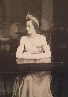 Lady Ursula at Belvoir Castle in 1937, dressed in Norman Hartnell for the coronation