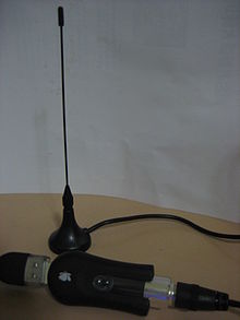 A USB digital TV receiver with its antenna USB digital TV receiver.JPG