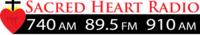 Sacred Heart Radio logotipi, 740 AM, 89.5 FM, 910 AM.