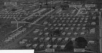 Zillmere in the 1950s showing State Housing Commission Projects and migrant barracks