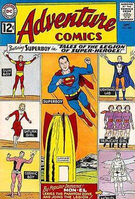 Cover of Adventure Comics #300 (Sept. 1962), which was the first issue of the Legion run. Art by Curt Swan and George Klein.