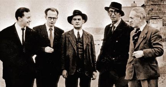 First Bloomsday: John Ryan, Anthony Cronin, Brian O'Nolan, Patrick Kavanagh & Tom Joyce (James Joyce's cousin) 1954