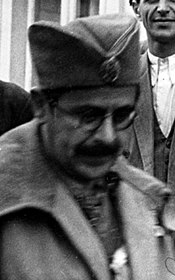 a male with a moustache and glasses wearing a military uniform
