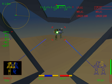 Fighting an enemy mech (DOS) MechWarrior 2 screenshot.png