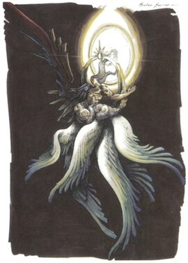 Ever since his transformation into the boss "Safer Sephiroth", the character has always been illustrated alongside a black wing, symbolizing his dark 