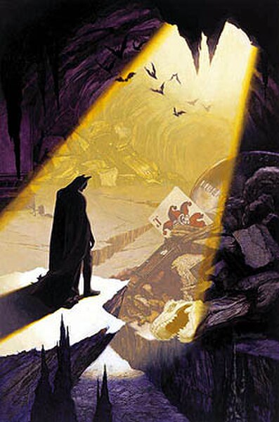 The partially destroyed Batcave. Cover to Batman: Shadow of the Bat #79 (1998). Art by Glen Orbik.