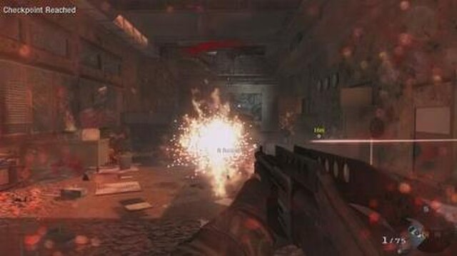 A screenshot of Alex Mason firing a SPAS-12 Dragon's Breath round