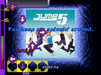 Gameplay in Dance Praise, playing Spinnin' Around by Jump5 Dance-praise-screenshot.png