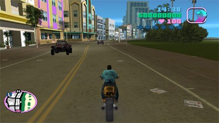 The player can ride motorcycles in Vice City, unlike its predecessor.