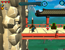 The start of the first level of the game, featuring Jay Lego Ninjago Skybound Gameplay Screenshot.png