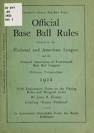 <span class="mw-page-title-main">Baseball rules</span> Overview of the rules of baseball at different levels and in different countries