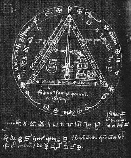 A magic circle in a 15th-century manuscript