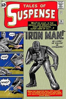 Tales of Suspense #39 (March 1963): Iron Man debuts. Cover art by Jack Kirby and Don Heck Tales of Suspense 39.jpg