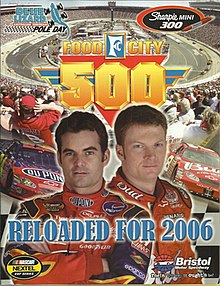 Portada del programa Food City 500 de 2006, con Jeff Gordon y Dale Earnhardt Jr.