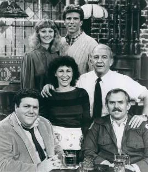 Cast of seasons one through three, left to right: (top) Shelley Long, Ted Danson; (middle) Rhea Perlman, Nicholas Colasanto; (bottom) George Wendt, Jo