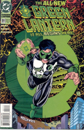 Cover for Green Lantern (vol. 3) #51 (May 1994), Kyle Rayner's first issue as the main character, art by Darryl Banks and Romeo Tanghal Green Lantern 51 (March 1994).png