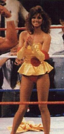 Miss Elizabeth celebrated the Mega Powers' win, after removing her skirt to show her panties to distract the Mega Bucks.