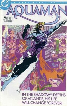 Aquaman's deep-blue camouflage suit in Aquaman (vol. 2) #1 (February 1986), art by Craig Hamilton