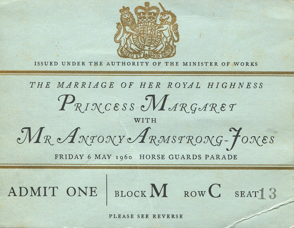 Fileprincess Margaret Wedding Ticketjpeg Wikipedia