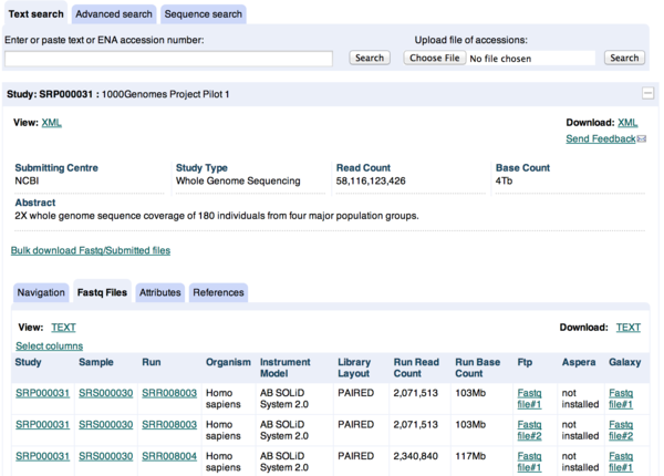 Screenshot of the ENA browser web interface, showing an HTML record. ENA browser screenshot.png