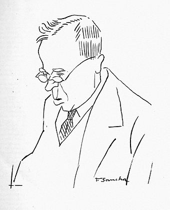 Holst, caricatured as "The Bringer of Jollity", by F Sanchez, 1921