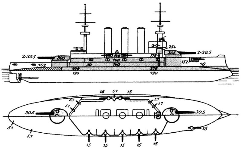 File:Maine-class battleship plan and profile.jpg