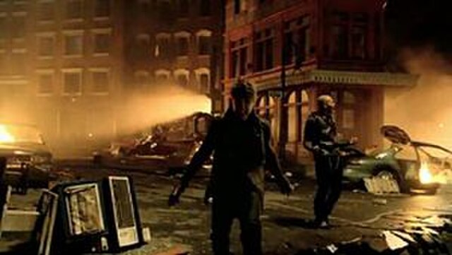 Bieber (left) and Brown sing and dance among the destruction during the music video.
