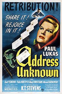 <i>Address Unknown</i> (1944 film) 1944 film