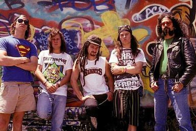 Faith No More in a promotional photo for The Real Thing, c. 1989–1990