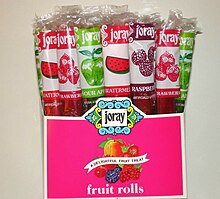 A box of variously flavored fruit rolls. Fruitrolls.jpg