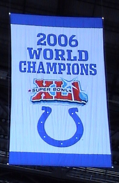 Championship banner, as seen at the Colts new home, Lucas Oil Stadium.