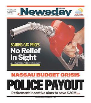 The front page of Newsday on February 21, 2012