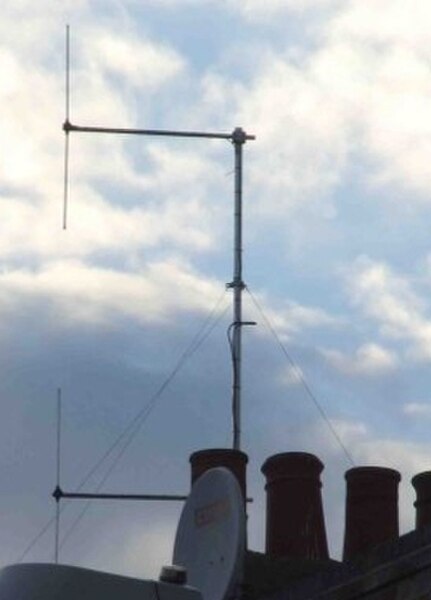 Pirate radio aerial installations on rooftops in NW London, early 2000s