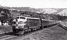 Victorian Railways publicity photograph of B class diesel-hauled Spirit of Progress consist, 1953