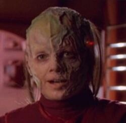 Susan Diol as Danara Pel, one of the prominent Vidiian characters featured on Star Trek: Voyager