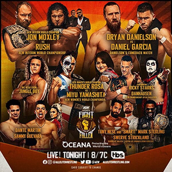 Promotional poster for the Dynamite broadcast featuring various AEW wrestlers