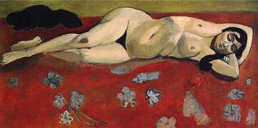 Henri Matisse, 1916-17, Nu (Lorette allongée sur fond rouge, Sleeping Nude on a Red Background), oil on canvas, 95 x 196 cm, Private collection