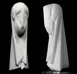 Tête (front and side view), limestone, by Joseph Csaky (c. 1920), Kröller-Müller Museum, Otterlo, Netherlands