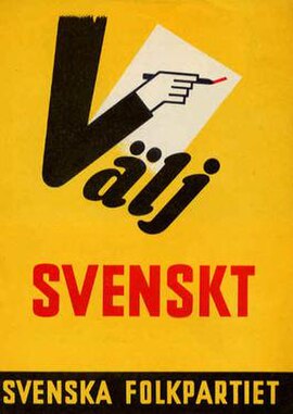 1960 municipal elections poster: "Choose Swedish"