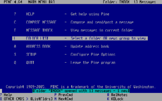 Pine (email client) Email and newsgroups client