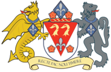 The coat of arms of the council of the former Municipal Borough of Prestwich.