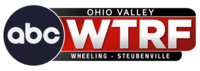 At left, the ABC network logo. At right, in a red box, the letters WTRF in white. In thinner black boxes, the words "Ohio Valley" (above) and "Wheeling • Steubenville" are displayed.