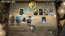 The Elder Scrolls: Legends features lanes which creatures are played into, limiting their attacks to the opposing creatures in that lane. Elder scrolls legends screenshot.png